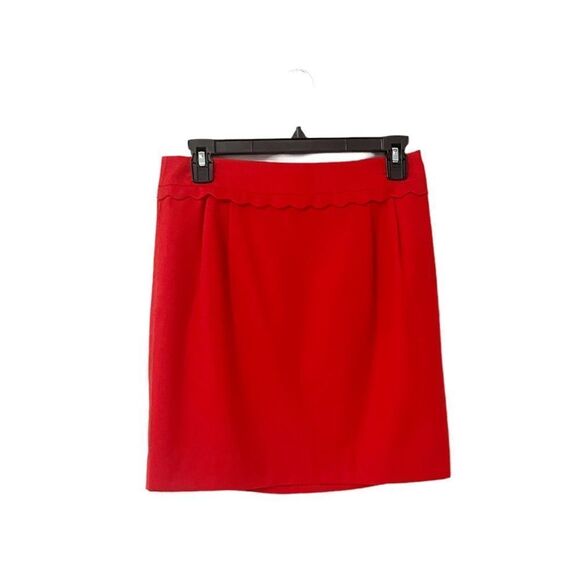 J. Crew Dresses & Skirts - 🟢J. Crew Red Ruffle Wool Pencil Skirt Size 2